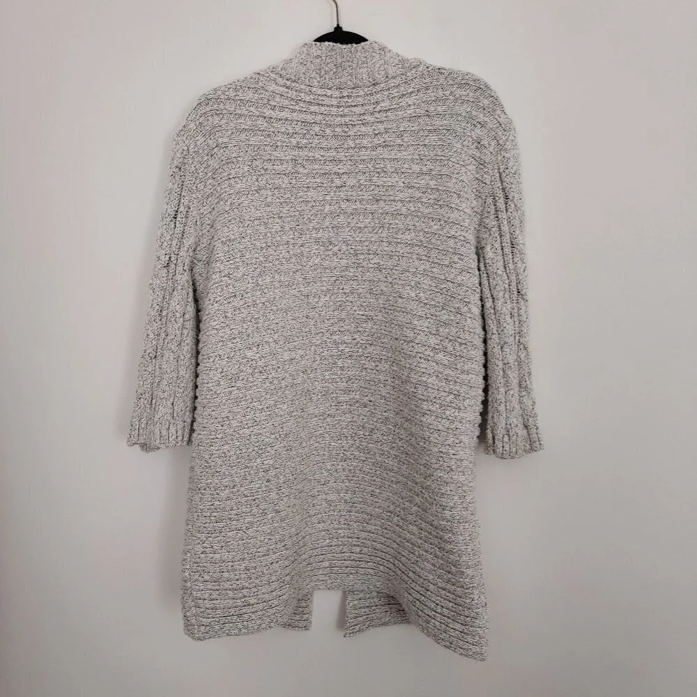 Sundance Chunky Knit Open Front 3/4 Sleeve Gray Cardigan Sweater